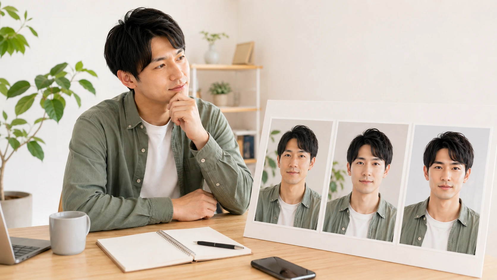 写真の明るさ調整と本人の顔立ちを変える加工の比較
