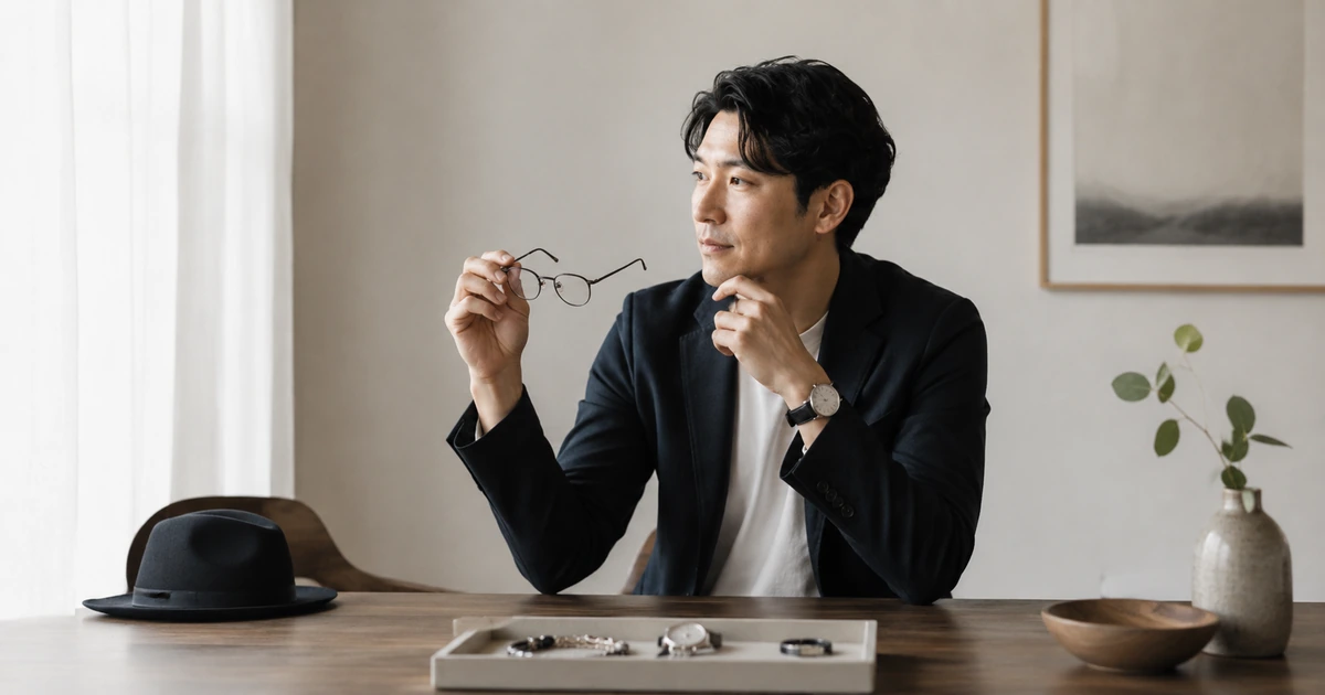 眼鏡・帽子・アクセサリーの選び方を説明するイメージ