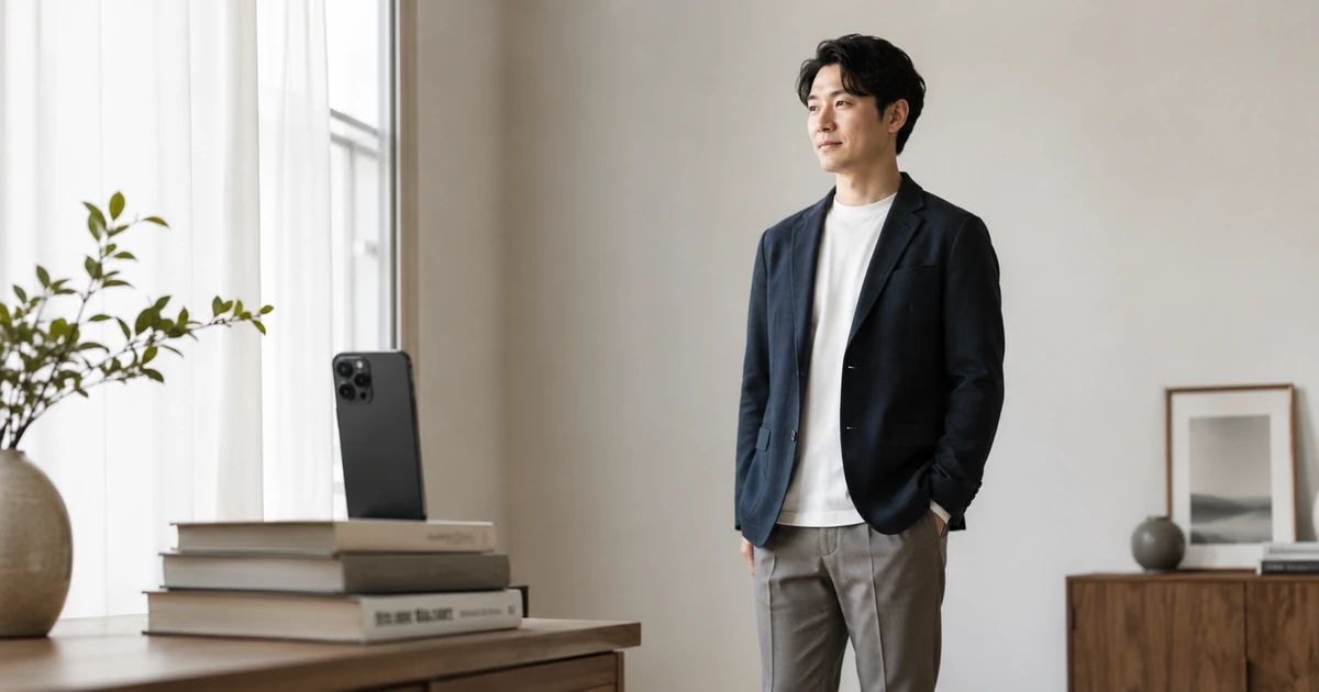 三脚なしでプロフィール写真を撮る方法を説明するイメージ